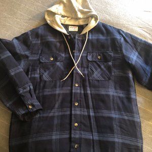 Wrangler Authentics Quilted Lined Flannel Shirt Jacket with Hood